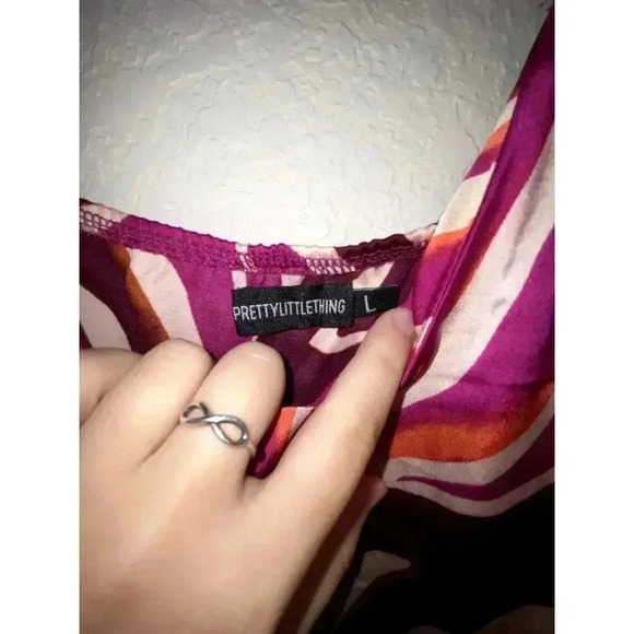 NWOT Pretty Little Thing Womens Satin Printed Maxi Dress - Picture 4 of 7